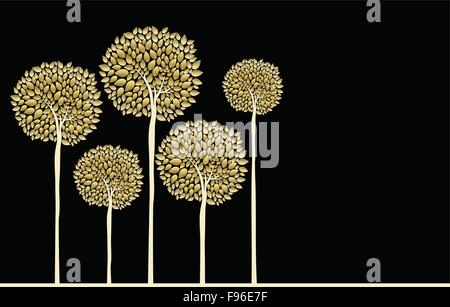 Concept de l'automne d'or avec l'automne les feuilles des arbres d'or de la forêt. Vecteur EPS10. Illustration de Vecteur