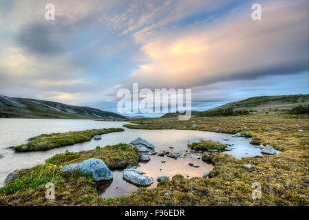 Le Canada, la Colombie-Britannique, l'arche, Charlotte Alplands Chilcotin, Enclume Lake, alpine, coucher de soleil, la région de Chilcotin, Banque D'Images