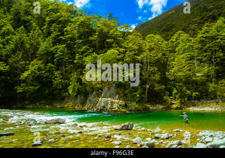 Rangitikei River Trout Pêche Nouvelle-zélande Plateau Central Banque D'Images