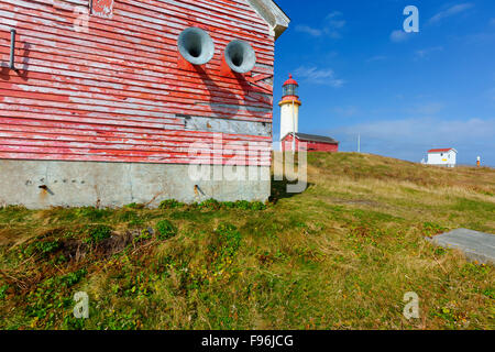 Les cornes de brume, phare de Cape Race, Lieu historique national du Canada, Terre-Neuve Banque D'Images