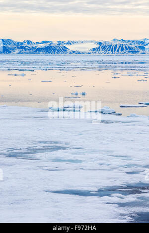 La banquise, au nord de l'île de Spitzberg, archipel du Svalbard, Norvège. Banque D'Images