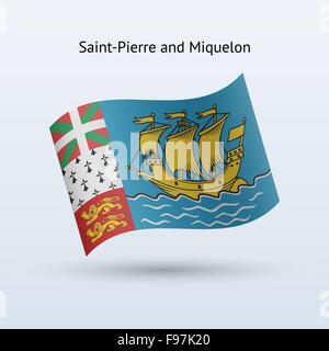 Saint-Pierre et Miquelon sous forme de brandir le drapeau. Illustration de Vecteur