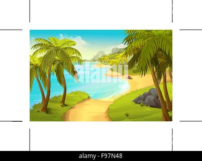 Tropical beach, vector background Illustration de Vecteur