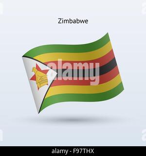 Formulaire de brandir le drapeau du Zimbabwe. Vector illustration. Illustration de Vecteur