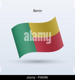 Formulaire de brandir le drapeau du Bénin. Vector illustration. Illustration de Vecteur