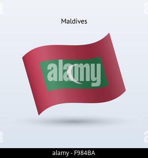 Formulaire de brandir le drapeau des Maldives. Vector illustration. Illustration de Vecteur