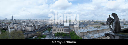 Photographie panoramique prise à partir de la Cathédrale Notre Dame de Paris, France. Banque D'Images