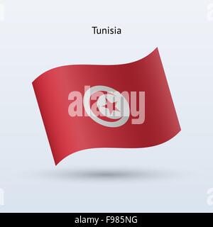 Formulaire de brandir le drapeau de la Tunisie. Vector illustration. Illustration de Vecteur