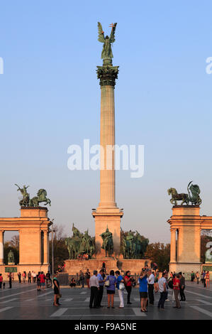 La Hongrie, Budapest, Place des Héros, Monument millénaire, Banque D'Images