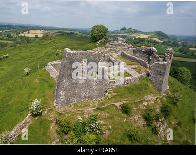 Photo aérienne du château Dryslwyn Banque D'Images