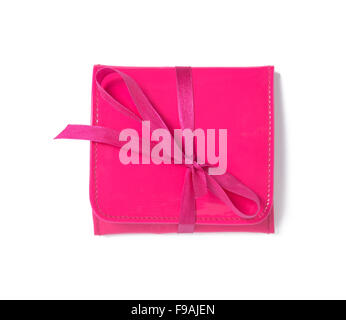 Femme pochette plastique isolé sur fond blanc Banque D'Images