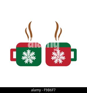 Télévision avec ombre portée de l'icône de tasse flocons Illustration de Vecteur
