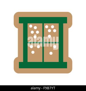 Télévision icône sur fond blanc neige en dehors de la fenêtre Illustration de Vecteur