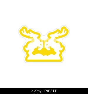Papier autocollant sur fond blanc paire de deer Illustration de Vecteur