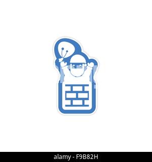 Papier autocollant sur fond blanc Santa chimney Illustration de Vecteur