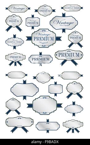 Bleu de luxe les étiquettes et étiquettes template Illustration de Vecteur