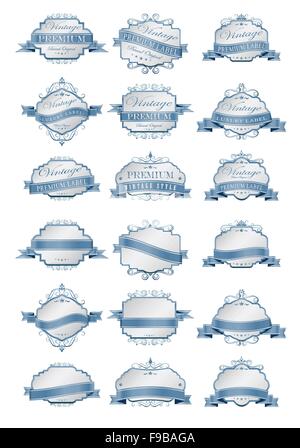 Bateau bleu doux et étiquettes Étiquettes template Illustration de Vecteur