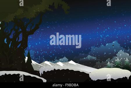 Night winter snow drop background Illustration de Vecteur