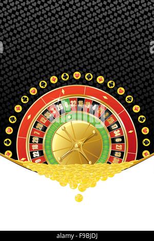 Jeu abstrait arrière-plan avec roulette et tomber des pièces d'or. Adobe Illustrator eps8. Illustration de Vecteur