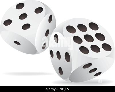 Jeu blanc des dés en action. Adobe Illustrator eps8. Illustration de Vecteur