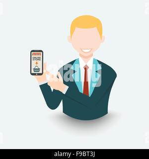 Magasin en ligne avec l'icône de téléphone intelligent Illustration de Vecteur