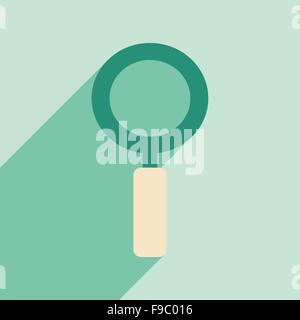 Télévision avec ombre et l'icône de loupe d'applications mobiles Illustration de Vecteur