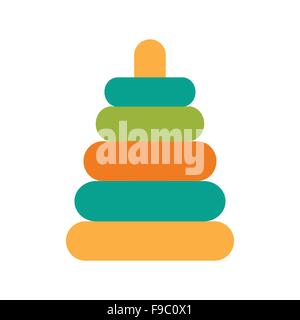 Télévision avec ombre et l'icône de l'application mobile jouet pyramide Illustration de Vecteur