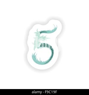 Stiker Résumé no logo 5 icône dans un style tropical bleu Illustration de Vecteur