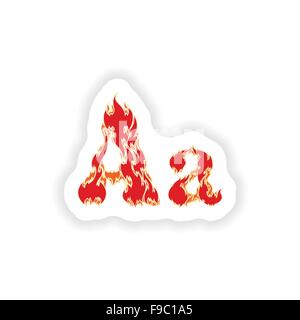 Fiery autocollant rouge font une lettre sur fond blanc Illustration de Vecteur