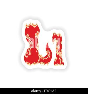 Fiery autocollant rouge police lettre L sur fond blanc Illustration de Vecteur