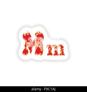 Fiery autocollant rouge police Lettre M sur fond blanc Illustration de Vecteur