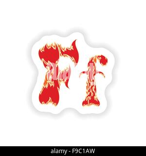 Fiery autocollant rouge police lettre F sur fond blanc Illustration de Vecteur