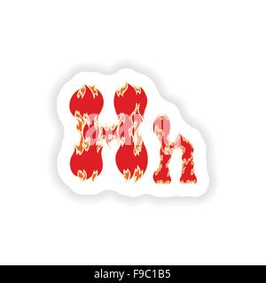 Fiery autocollant rouge police lettre H sur fond blanc Illustration de Vecteur