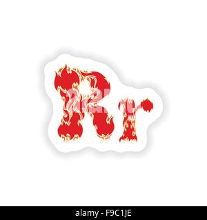 Fiery autocollant rouge police lettre R sur fond blanc Illustration de Vecteur