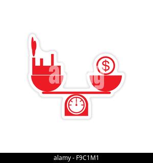 Sur le papier autocollant élégant édifice de l'argent pèse-personne Illustration de Vecteur