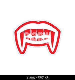 Vampire autocollant sourire brillant sur fond blanc Illustration de Vecteur