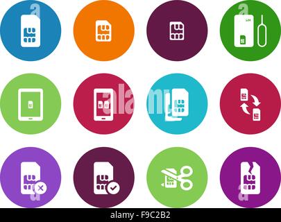 Internet 3G et 4G LTE, carte SIM icônes cercle sur fond blanc. Illustration de Vecteur