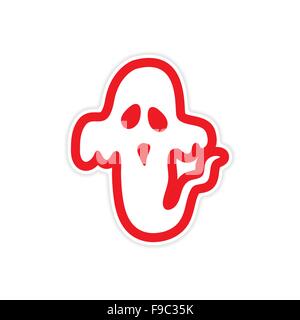 Ghost autocollant couleur sur fond blanc Illustration de Vecteur