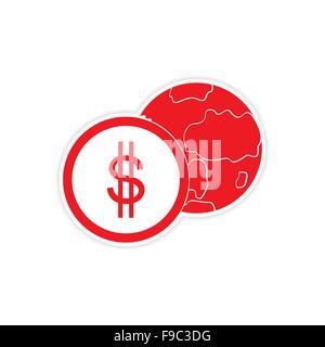 Sur le papier autocollant élégant Globe et de l'argent Illustration de Vecteur