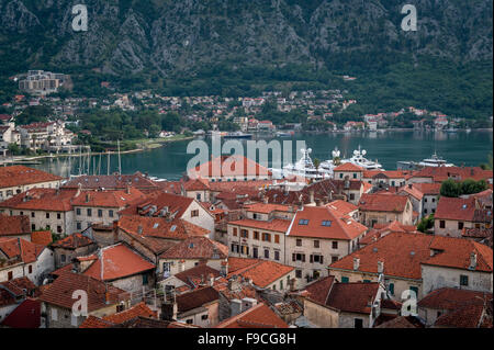 Les toits rouges de la vieille ville de Kotor Banque D'Images