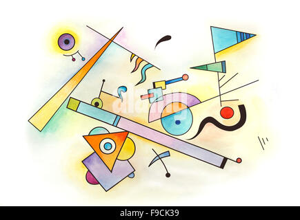 L'art abstrait avec différentes formes et les lignes Banque D'Images