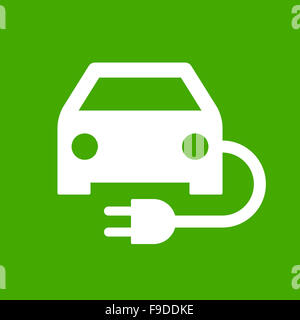 Voiture électrique sur fond vert Banque D'Images