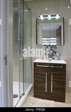 Vue d'une salle de bains moderne dans une maison récemment rénovée à Londres Banque D'Images