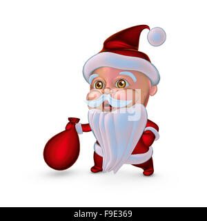 Les cadeaux du Père Noël mignon sac (illustration 3D) Banque D'Images