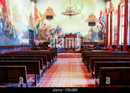 La murale Prix à l'intérieur de l'édifice du Palais de comté de Santa Barbara en Californie à Santa Barbara Banque D'Images