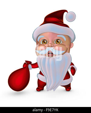 Père Noël mignon sac de cadeaux (illustration 3D) Banque D'Images