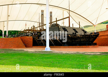 L'USS Cairo, un fleuve Mississippi canonnière cuirassé de la marine de l'Union à Vicksburg MS Banque D'Images