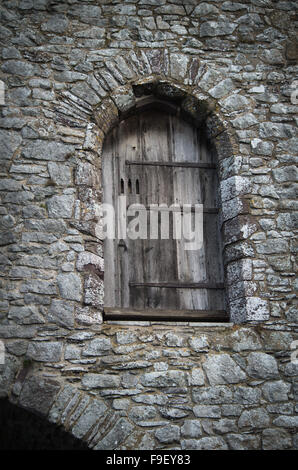 Fenêtre cintrée à éclipses, appartenant à lapidarium dans Tower Gate House de Saint David's Cathedral. Banque D'Images