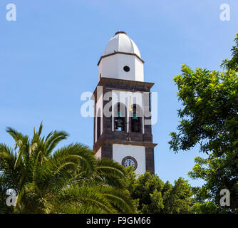 Tour de l'église Iglesia de San Gines, Arrecife, Lanzarote, îles Canaries, Espagne Banque D'Images