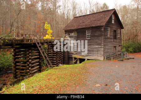 Le vieux Mingus Mill dans le parc national Great Smokey Mountains, North Carolina Banque D'Images